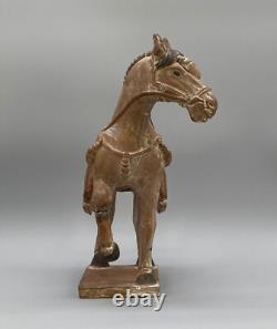 STUNNING MATCHING PAIR ANCIENT TANG DYNASTY STYLE CERAMIC HORSE FIGURINES 20thC