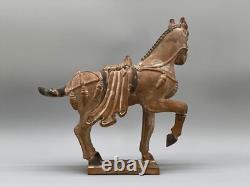 STUNNING MATCHING PAIR ANCIENT TANG DYNASTY STYLE CERAMIC HORSE FIGURINES 20thC