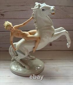 Schaubach Kunst Lady Godiva Naked on Horse Porcelain Figurine RARE Germany EUC