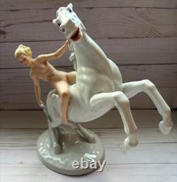 Schaubach Kunst Lady Godiva Naked on Horse Porcelain Figurine RARE Germany EUC