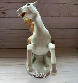 Schaubach Kunst Lady Godiva Naked on Horse Porcelain Figurine RARE Germany EUC