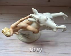 Schaubach Kunst Lady Godiva Naked on Horse Porcelain Figurine RARE Germany EUC