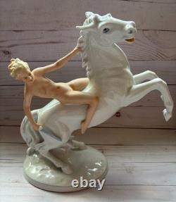 Schaubach Kunst Lady Godiva Naked on Horse Porcelain Figurine RARE Germany EUC
