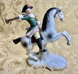 Scheibe Alsbach Dresden Sitzendorf Germany Antique Figurine Soldier On Horse