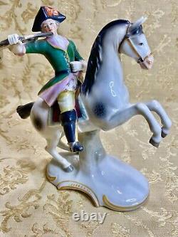 Scheibe Alsbach Dresden Sitzendorf Germany Antique Figurine Soldier On Horse