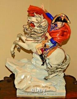 Scheibe Alsbach Original TALL Antique Porcelain Polychrome Napoleon Horse Statue