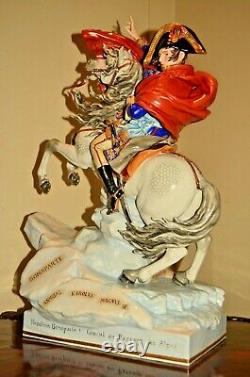 Scheibe Alsbach Original TALL Antique Porcelain Polychrome Napoleon Horse Statue