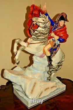 Scheibe Alsbach Original TALL Antique Porcelain Polychrome Napoleon Horse Statue