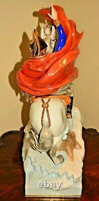 Scheibe Alsbach Original TALL Antique Porcelain Polychrome Napoleon Horse Statue