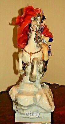 Scheibe Alsbach Original TALL Antique Porcelain Polychrome Napoleon Horse Statue
