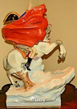 Scheibe Alsbach Original TALL Antique Porcelain Polychrome Napoleon Horse Statue