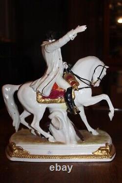 Scheibe Alsbach Porcelain Figurine Napoleon A Cherbourg on Horse Figurine 10.5