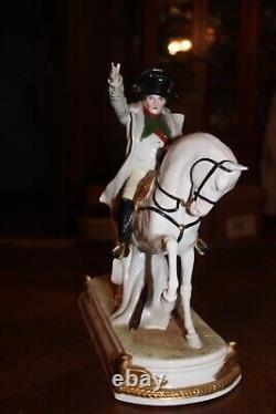Scheibe Alsbach Porcelain Figurine Napoleon A Cherbourg on Horse Figurine 10.5