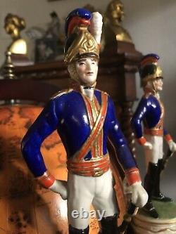 Set 2 Rare Irish Dresden Soldier Figurines The Royal Horse Guards Blues Officers