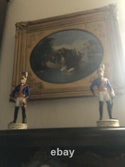 Set 2 Rare Irish Dresden Soldier Figurines The Royal Horse Guards Blues Officers