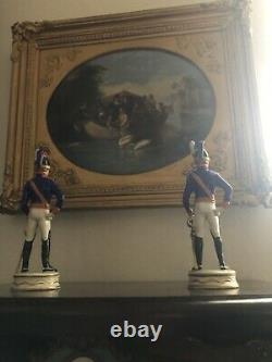 Set 2 Rare Irish Dresden Soldier Figurines The Royal Horse Guards Blues Officers
