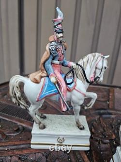 Set 3 italian Guido CACCIAPUOTI porcelain napoleon horse figurine statue