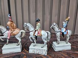 Set 3 italian Guido CACCIAPUOTI porcelain napoleon horse figurine statue