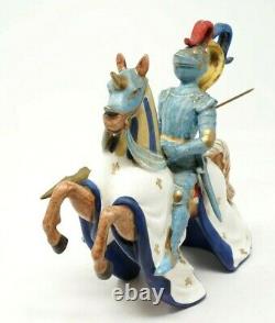 Set of 2 Ugo Zaccagnini Capodimonte Knight Horse Figurine Sculpture Porcelain
