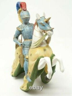 Set of 2 Ugo Zaccagnini Capodimonte Knight Horse Figurine Sculpture Porcelain