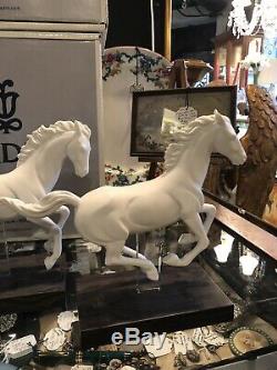 Set of Four Lladro White Porcelain Horse Figurines Gallop I II III IV Spain
