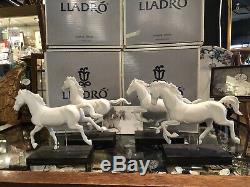 Set of Four Lladro White Porcelain Horse Figurines Gallop I II III IV Spain