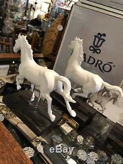 Set of Four Lladro White Porcelain Horse Figurines Gallop I II III IV Spain