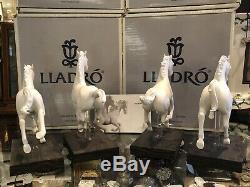 Set of Four Lladro White Porcelain Horse Figurines Gallop I II III IV Spain