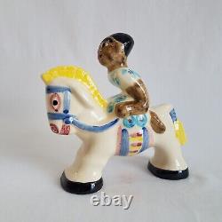 Shearwater Pottery Woman on White Horse Figurine 6x6 1994 Vintage RARE
