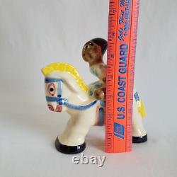 Shearwater Pottery Woman on White Horse Figurine 6x6 1994 Vintage RARE