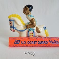 Shearwater Pottery Woman on White Horse Figurine 6x6 1994 Vintage RARE