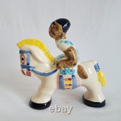 Shearwater Pottery Woman on White Horse Figurine 6x6 1994 Vintage RARE