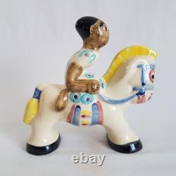 Shearwater Pottery Woman on White Horse Figurine 6x6 1994 Vintage RARE