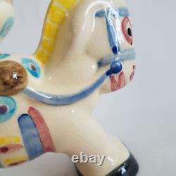 Shearwater Pottery Woman on White Horse Figurine 6x6 1994 Vintage RARE