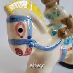 Shearwater Pottery Woman on White Horse Figurine 6x6 1994 Vintage RARE