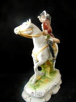 Sitzendorf, Germany Scheibe Alsbach Porcelain Figurine Soldier on Horse