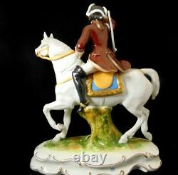 Sitzendorf, Germany Scheibe Alsbach Porcelain Figurine Soldier on Horse