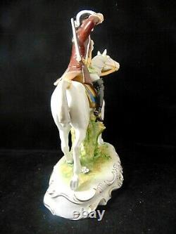 Sitzendorf, Germany Scheibe Alsbach Porcelain Figurine Soldier on Horse