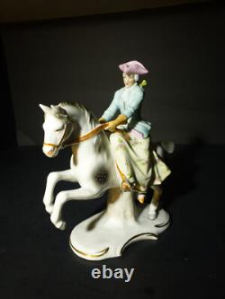 Sitzendorf Porcelain Figurine of Lady on Horse Germany