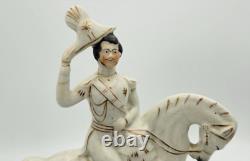 Staffordshire Porcelain Figure of a King on a Horse Victorian 1800s Repaired