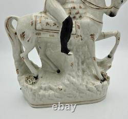 Staffordshire Porcelain Figure of a King on a Horse Victorian 1800s Repaired