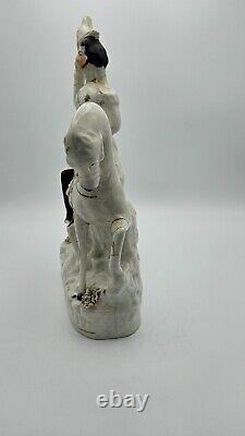 Staffordshire Porcelain Figure of a King on a Horse Victorian 1800s Repaired