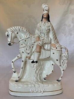 Staffordshire Scottish Nobleman on Horse Porcelain Figurine / Late 19th Century