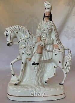 Staffordshire Scottish Nobleman on Horse Porcelain Figurine / Late 19th Century