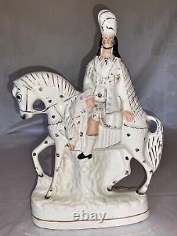 Staffordshire Scottish Nobleman on Horse Porcelain Figurine / Late 19th Century