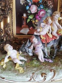 Stunning Capodimonte Five angels playing with horses Italian angel figurine