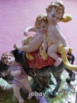 Stunning Capodimonte Five angels playing with horses Italian angel figurine