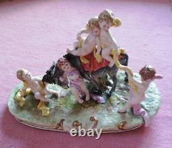 Stunning Capodimonte Five angels playing with horses Italian angel figurine