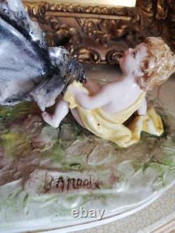 Stunning Capodimonte Five angels playing with horses Italian angel figurine