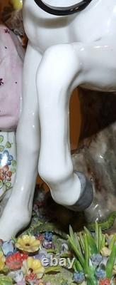 Stunning Large Sitzendorf Germany Porcelain Courting Couple Grey Horse Sculpture